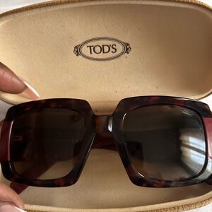 Tod's Wine Tortoise Square Sunglasses